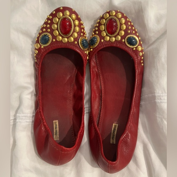 Miu Miu red flats. Designer flats size 10 women’s. - Picture 1 of 3